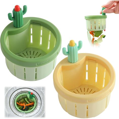 Colador de fregadero de cocina Cactus de 2 piezas, rejilla para fregadero de cocina  Cesta de drenaje para fregadero Cactus, papelera creativa, filtro colador con asa para un hogar ecológico (1/5)