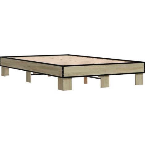 Estructura cama madera ingeniería metal roble Sonoma 120x190 cm vidaXL (1/3)