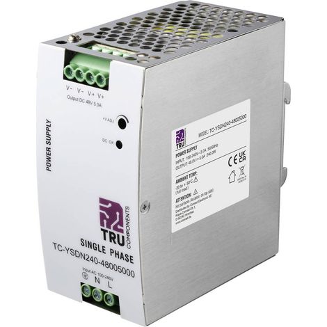 TRU COMPONENTS TC-13807996 Alimentatore per guida DIN 48 V/DC 5 A 240 W Num. uscite:1 x Contenuto 1 pz.