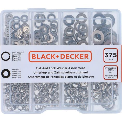 Rondelle Black & Decker Alba Plana Di sicurezza 375 Pezzi