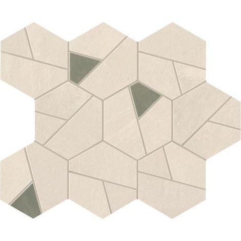 Mosaïque effet Béton Beige Ivoire Hexa Verde 28,5x25x0,9 cm Mat Vetrano - Mur intérieur (vendu par carton de 0,428 m²) - RO'MA CARRELAGE