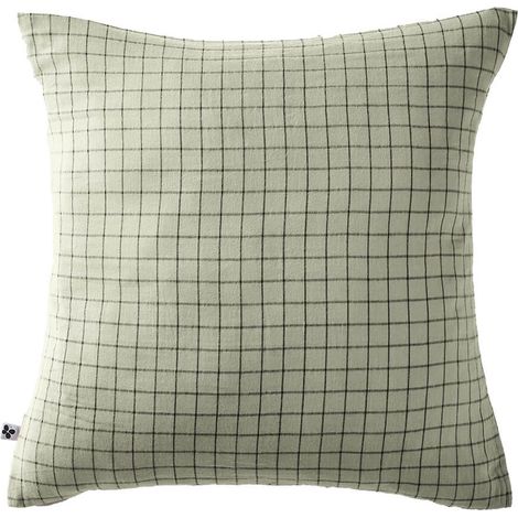 OUREA MOTIF - Taie d'Oreiller 60x60cm Gaze de Coton Vert d'Eau à Petits Carreaux (1/5)