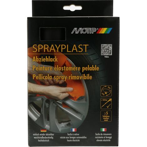 KIT PEINTURE PELABLE ESLASTOMERE NOIR MAT 2X 400ML MOTIP