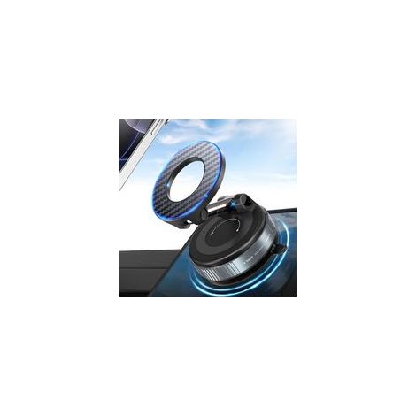 Support de téléphone de voiture avec ventouse puissante et aimant : rotation à 360°, support ultra-stable, compatible avec iPhone, pour tableaux de bord et pare-brise.