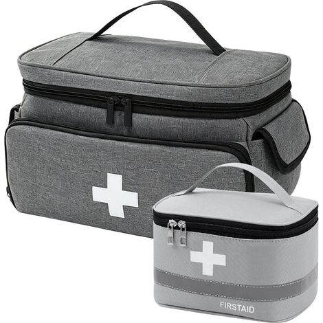 Lot de 2 trousses médicales avec compartiments, sac de premiers secours vide, organisateur pour la maison et les voyages