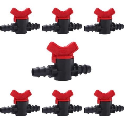 Ulisem Lot de 7 vannes d'arrosage pour tuyau d'arrosage, robinet de jardin en plastique PE, double cannelure mâle, pour arrosage de jardin et pelouse, pour tuyau de 16 mm (1/4)
