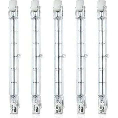 Ampoule halogène- Dimmable R7S 118mm 300W Ampoule Halogène Crayon AC220-240V 5900lm J118 Projecteur Halogène Linéaire pour l’éclairage de paysage, sécurité, lampadaire (Lot de 5, Blanc Chaud 2800K)- (1/5)