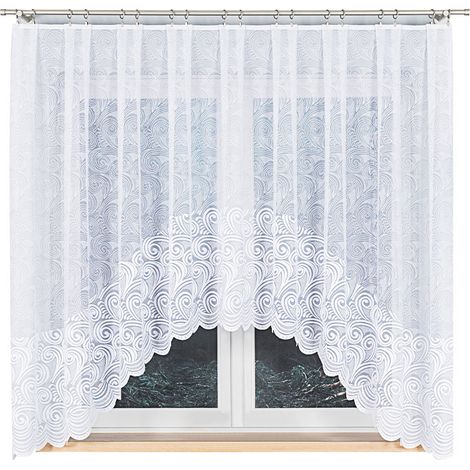 Kinga - Rideau jacquard prêt à poser avec fente en bas - 300 x 160 cm - blanc (1/5)