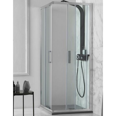Box doccia FLEX in cristallo 6 mm trasparente 100x110 con profilo (1/2)