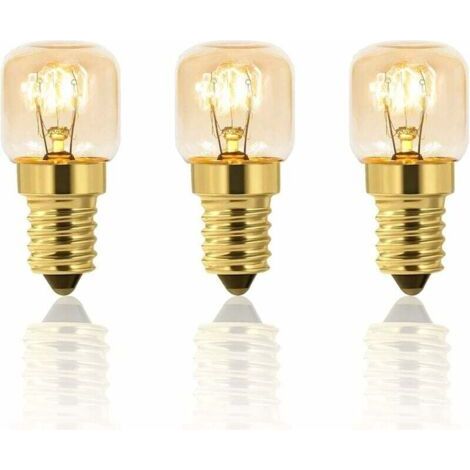 Lot de 3 ampoules de four 25 W à intensité variable, E14 T22, 25 W à incandescence, résistant à la chaleur jusqu'à 300 degrés, blanc chaud, four réfrigérateur, lampe à sel, four, four grill (1/5)