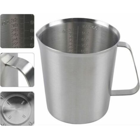 Tasse à mesurer professionnelle 1,0 litre en acier inoxydable avec poignée et échelles de mesure Tasse à mesurer Grand pichet pour la cuisson du thé dans la cuisine 1000ML (1/5)