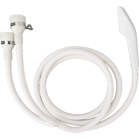 Douche de douche avec pommeau et flexible, double ports de connexion pour lavabo, shampoing bébé, animaux, lavage cheveux. (1/5)