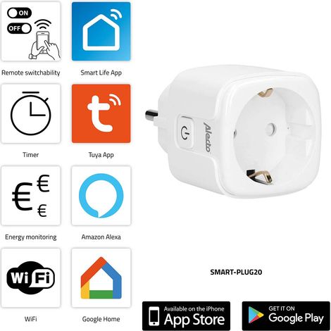 Spina Wi-Fi intelligente con monitor energetico, 16 A 3680 W, bianca