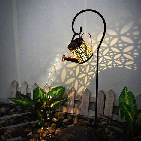 Lampes solaires en forme d'arrosoir, en métal, à piquet, LED, étanches IP65, style lanterne bouilloire rétro pour jardin, allée, pelouse, cour arrière, lampe de sécurité paysagère (1/5)