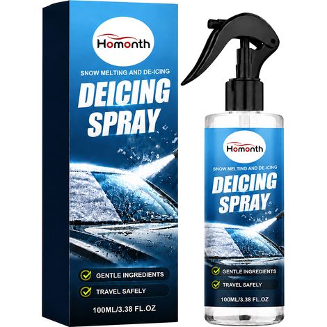 Spray dégivrant pour voiture HOMONTH - Protège les vitres de voiture du gel sans abîmer la peinture. Déneigeur et dégivrant pour voiture en hiver, 100 ml. (1/5)
