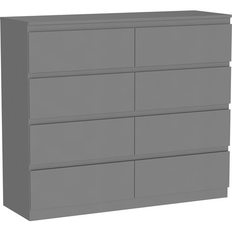 Denver 8 Drawer Chest of Drawers Bedroom Storage Furniture, Grey (1/5)