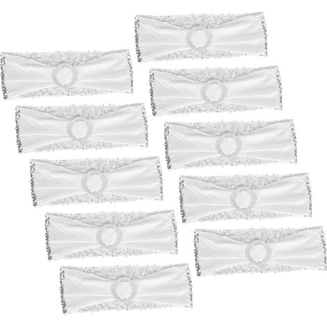 Ensemble de 10 housses de chaises élastiques lavables, décoratives pour mariages, fêtes et banquets. (1/5)