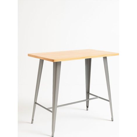 Mesas Comedor - Mesa Torix Alta Rectangular Madera Natural 120 x 60 cm - Gris metalizado (1/5)