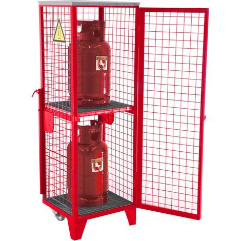 Bauer Gasflaschen-Depot GFD-R 2, Feuerrot, 2 Türen, Drahtgitter für 2x 11 kg-Gasflaschen
