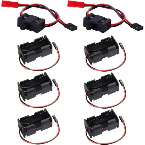 6 Pcs Support Batterie 4 AA avec Connecteur JST 2 Broches Interrupteur Récepteur RC pour Voiture Avion