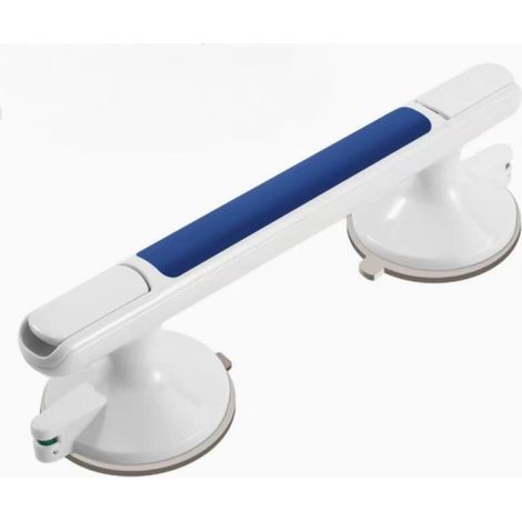 Barras de apoyo con ventosas para el baño: no requieren taladrar. Asas con ventosas para duchas, bañeras e inodoros, color azul. (1/5)