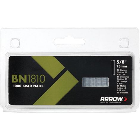 ARROW Bn1810 Brad Nails 15mm Pack of 1000