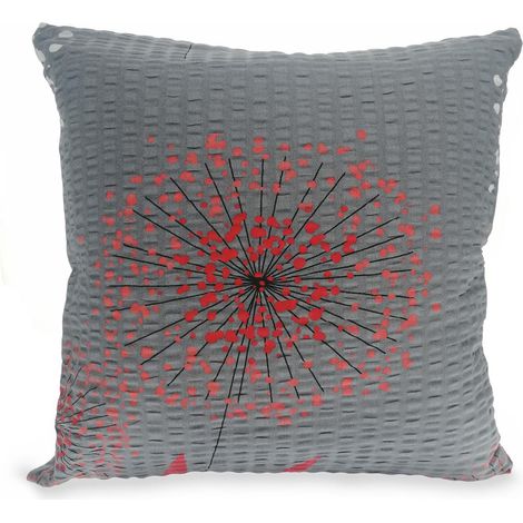 Federa in corteccia 40x40 con motivo dente di leone rosso su grafite