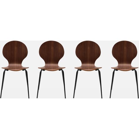 Sillas apilables retro, madera y contrachapado, set de 4 (1/5)