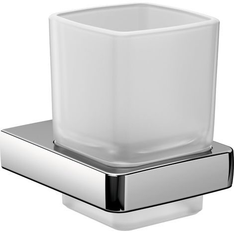 Porte-Brosse à Dents en Verre satiné chromé Gris (1/5)
