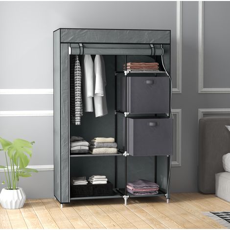 Armario portátil con barras y baldas gris oscuro estable OKMYHOME (1/5)