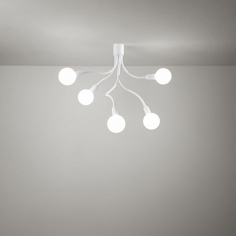 Plafoniera 6680 in gomma colore bianco, design moderno con 5 luci E27, diametro 39 cm e altezza 81 cm per illuminazione d'interni - Perenz (1/2)