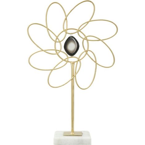 Fleur Déco en Métal "Daisy" 37cm Or (1/5)
