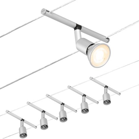Paulmann 94442 Seilsystem Set Salt Chrom matt 5 Spots ohne Leuchtmittel max.10W GU5,3 DC 60VA (1/5)