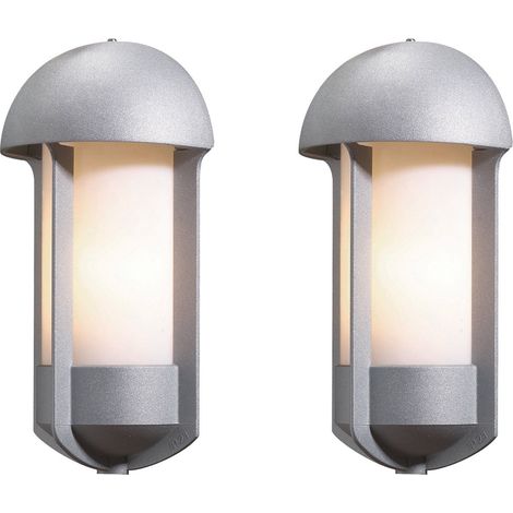 2er Set Außenwandleuchte / Wandlampe TYR, Alu silber lackiert, Acrylglas opal (1/3)