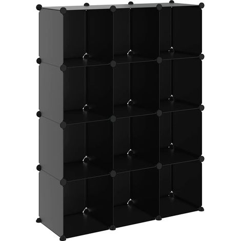 Cubes de rangement 12 pcs Noir PP (1/5)