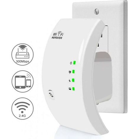 WLAN repeater, WLAN amplifier, 300 Mbit/s, coverage up to 200 m², white, signal amplifier (1/5)