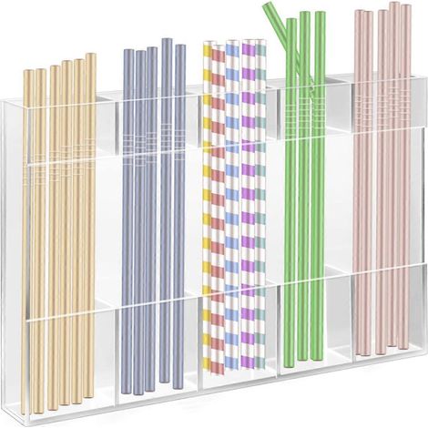 Acrylique straw support meuble adhesive slim straw distributeur inside meuble door reusable mur tumbler organisateur (1/5)
