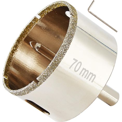 Scie cloche diamant de 70mm avec foret pilote, pointe pour carrelage de 70mm avec foret de guidage au centre pour verre, porcelaine, carrelage, céramique, marbre et granit (1/5)