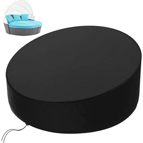 Housse de protection pour lit de jardin rond Ø228x83/40cm - Tissu Oxford robuste - Imperméable et anti-UV - Protection pour canapé-lit rond extérieur (1/5)