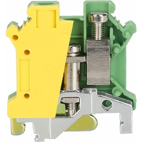 Bornier à vis modulaire nickelé et ignifuge — Type avec mise à la terre et fonction de filtrage — 10 mm² — Connecteur électrique pour rail DIN (45 mm × 42,5 mm) — Lot de 5 (1/5)