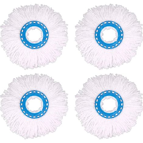 4Pcs Têtes Microfibre Balai, Tête de Vadrouille Rechange Rond Têtes Mop Rotation à 360 pour Nettoyage des Sols (Diamètre 16 cm) (1/5)