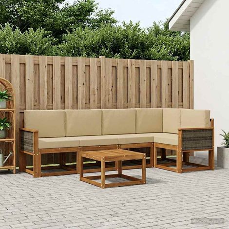 vidaXL Outdoor-Sofagarnitur 6 pcs Natur und Beige Massivholz Akazie (1/5)