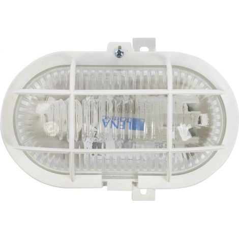 Luminaria de canal ovalada 1x60W E27 II clase 230V IP44 con rejilla de plástico, blanca 302015/EU