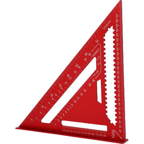 Équerre de charpente en aluminium 300 mm outil de traçage menuiserie fausse équerre métallique rapporteur d'angle pour bois et charpente rouge (1/5)