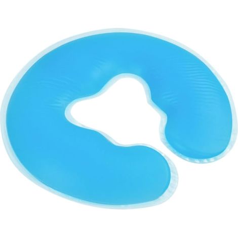 Coussin de spa en silicone en forme de U, coussin de massage pour le visage en gel, pour table de soins - Bleu, 31 x 26 cm (1/5)