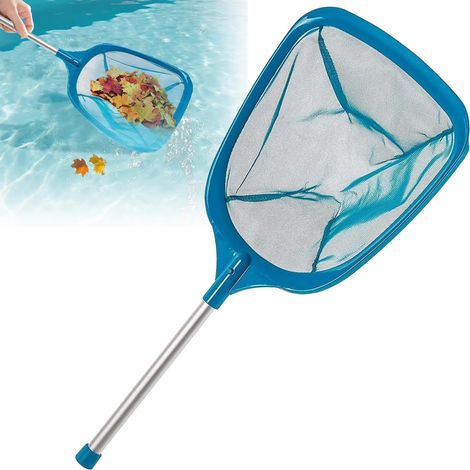 Épuisette Piscine, Filet à Mailles Ultra Fines avec poignée, de Nettoyage Spa, Piscine pour Nettoyer Déchets en Fond et Surface - Bleu (1/5)