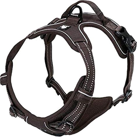 Réfléchissant Harnais De Chien Réglable Décourager Tirer Pet Gilet Durable en Nylon De Voiture TLH5651 (Marron, L) (1/5)