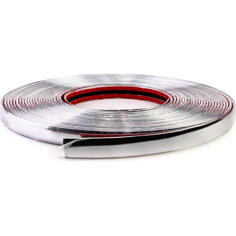 Ruban adhésif chromé pour voiture, protection des bords extérieurs latéraux, autocollant décoratif à faire soi-même pour pare-chocs et portières, 15 mm x 12 m (9/16 po x 40 pi) (1/5)
