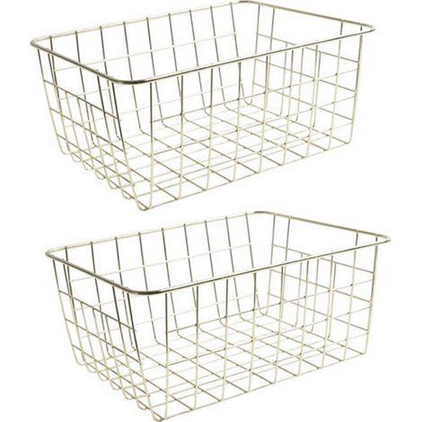 Panier de congélation antirouille grande capacité en fer pour fruits, snacks et boissons (lot de 2) - Couleur or