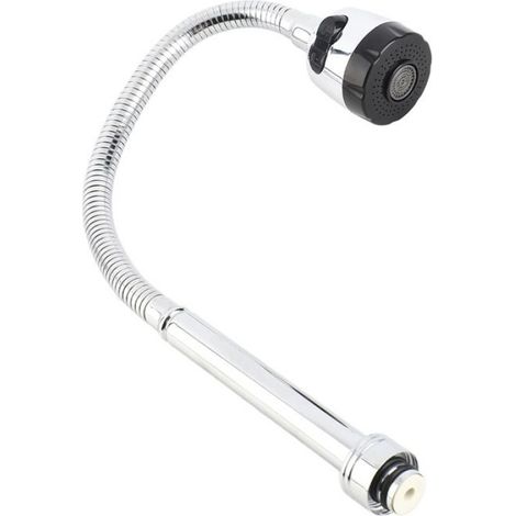 Robinet de cuisine en acier inoxydable 304 avec bec pivotant à 360° et pulvérisateur double fonction pour évier simple à double cuve (1/4)